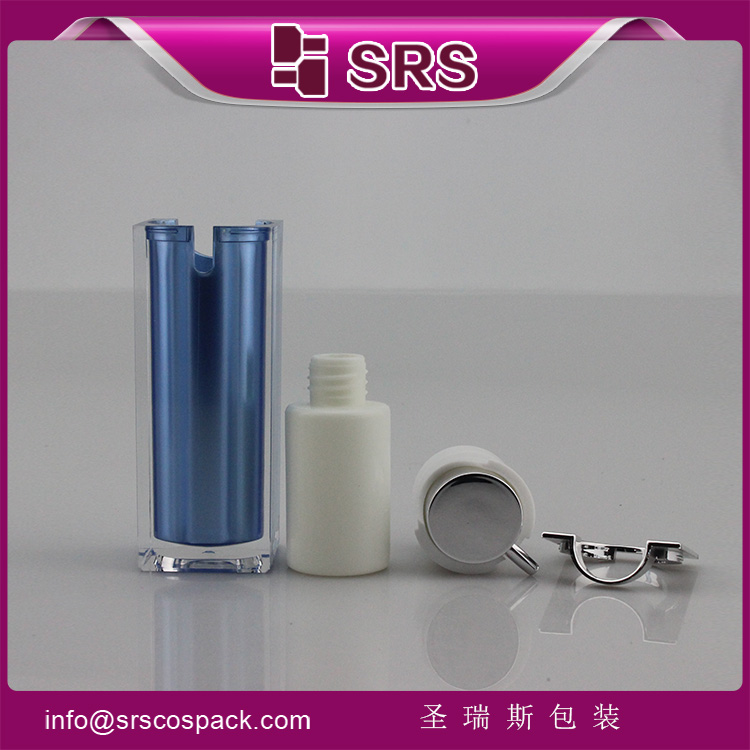 A050 SRS Cosmetic Blue Color Square Shape Acrylic Airless Lotion Bottle