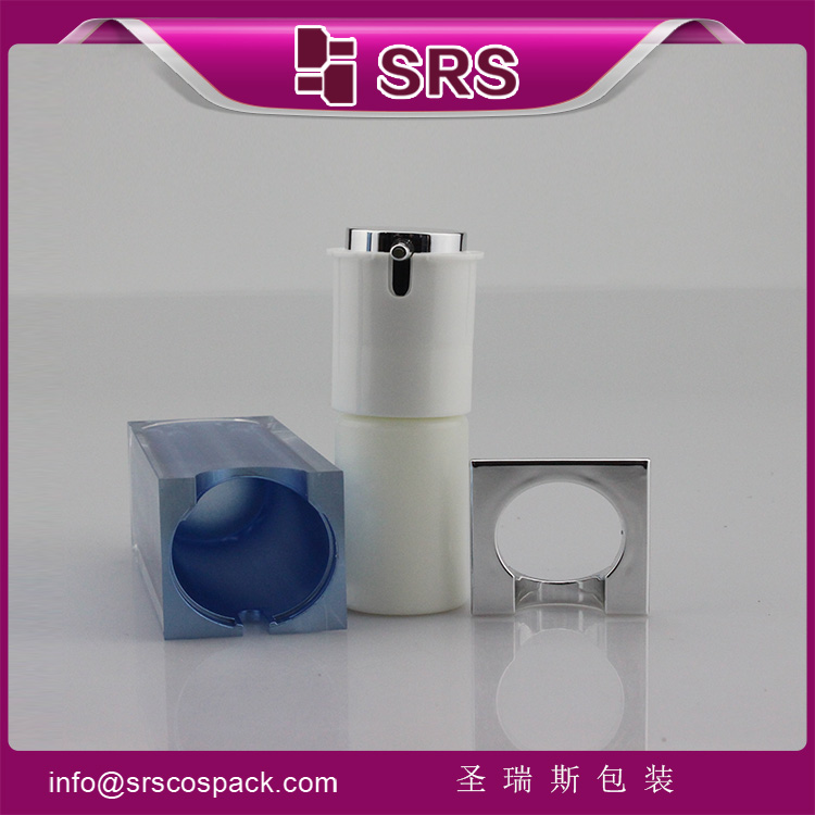 A050 SRS Cosmetic Blue Color Square Shape Acrylic Airless Lotion Bottle