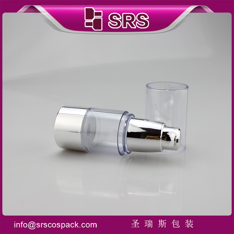 A027 AS Material Empty Round Metalized Silver Airless 15ml Bottle