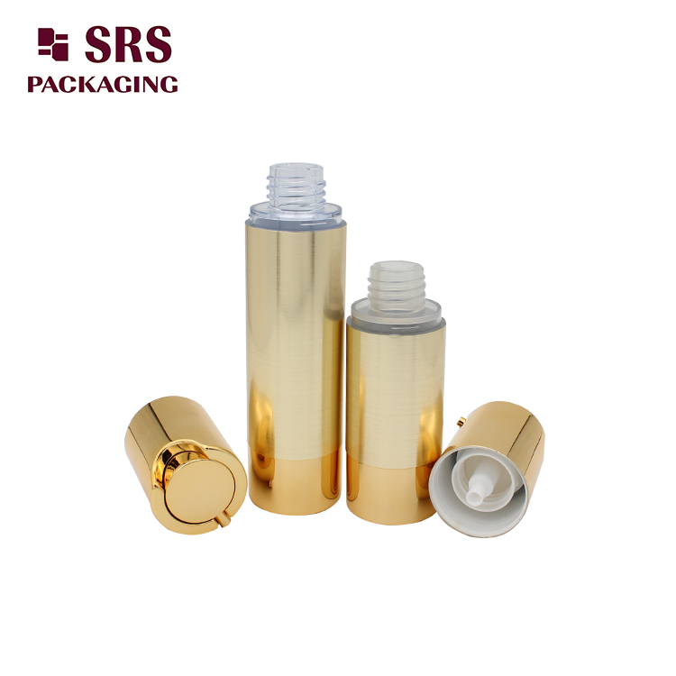 TA021 Empty Plastic 15ml 30ml 50ml Gold Airless Bottle