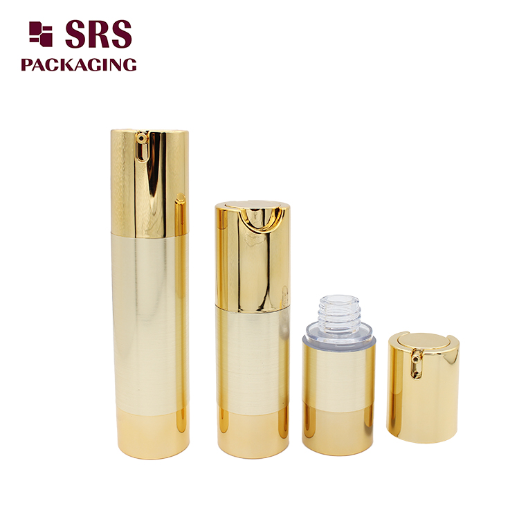 TA021 Empty Plastic 15ml 30ml 50ml Gold Airless Bottle