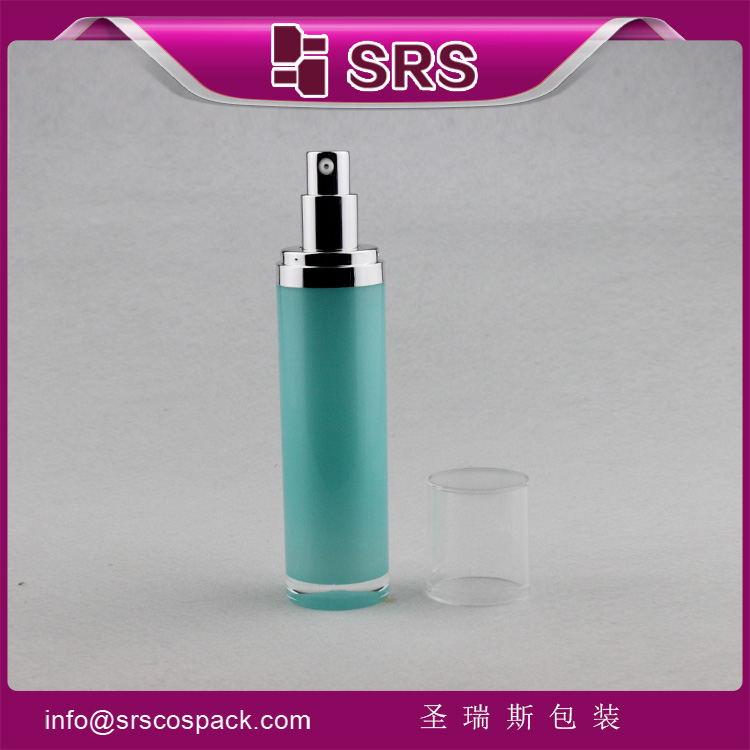 A023  Green Empty Acrylic 100ml Cosmetic Airless Pump Bottle with Lid