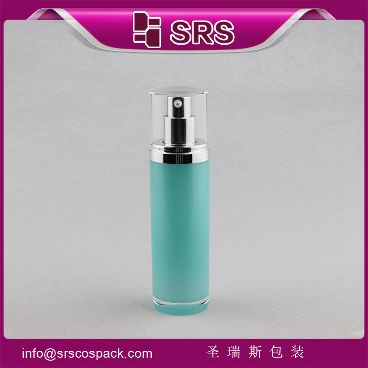 A023  Green Empty Acrylic 100ml Cosmetic Airless Pump Bottle with Lid