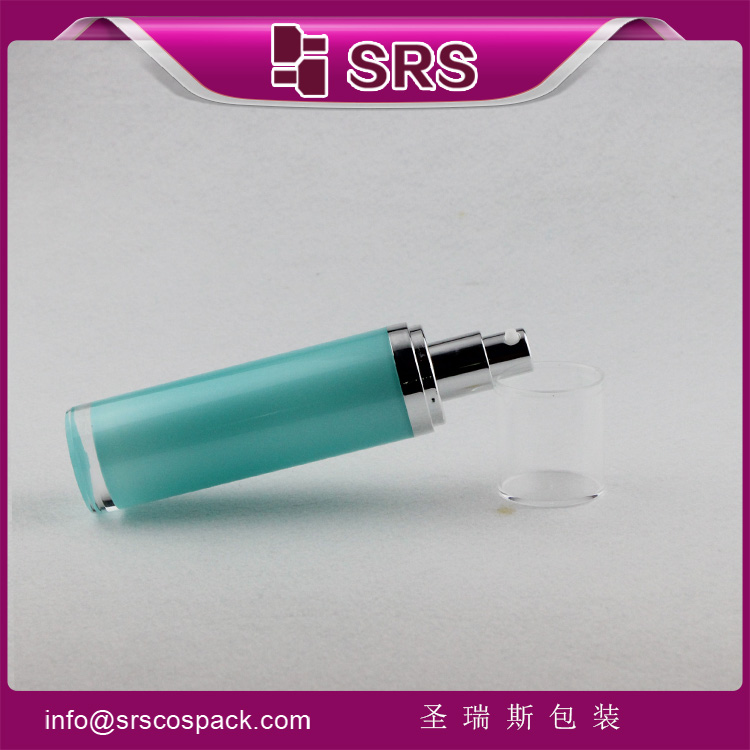 A023  Green Empty Acrylic 100ml Cosmetic Airless Pump Bottle with Lid