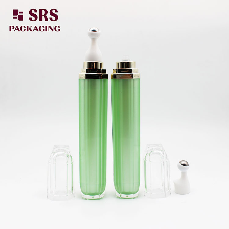 L002 empty hexagon Painting green Color Acrylic Roller Bottle