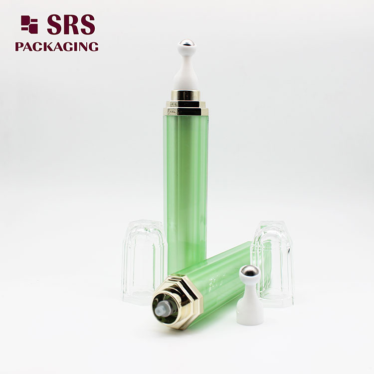 L002 empty hexagon Painting green Color Acrylic Roller Bottle