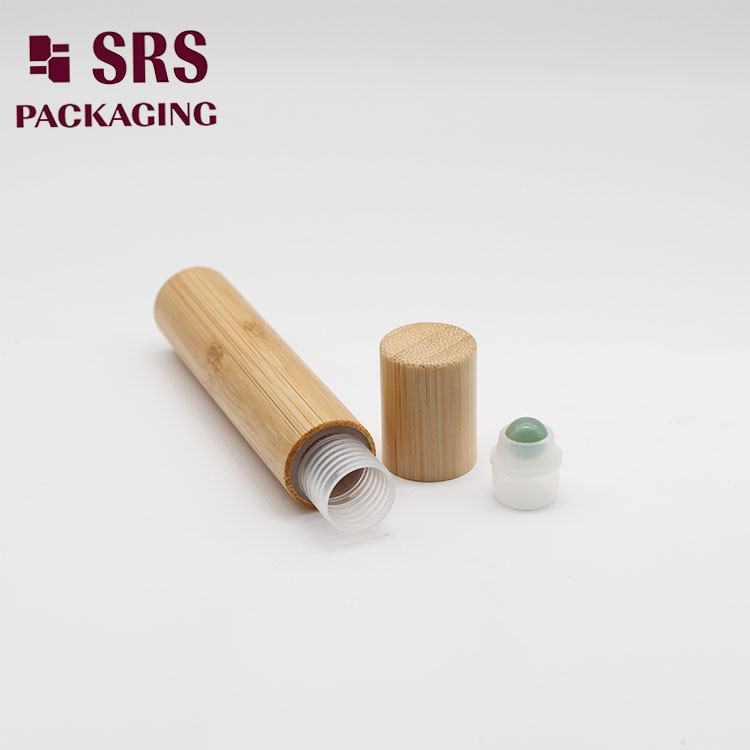 Luxury Real Bamboo 15ml Plastic Roller Bottle with Gemstone Ball