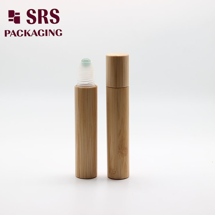 Luxury Real Bamboo 15ml Plastic Roller Bottle with Gemstone Ball