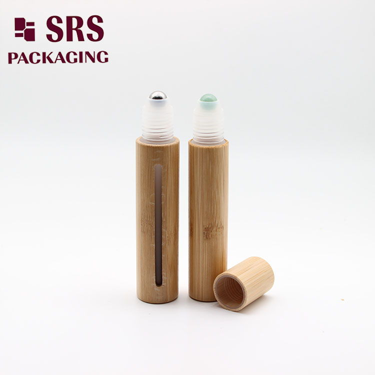 Luxury Real Bamboo 15ml Plastic Roller Bottle with Gemstone Ball