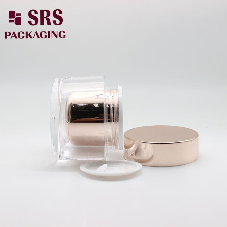 J0211A SRS 50g Metalized Rose Pink Cosmetic Gel Jar Empty