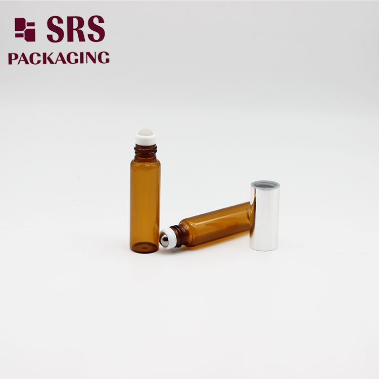 5ml Perfume Oil Bottle Amber Glass Roll on Cosmetic Vial