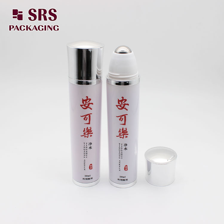 ABS Material 30ml Roller Massage Bottle with Silk Printing