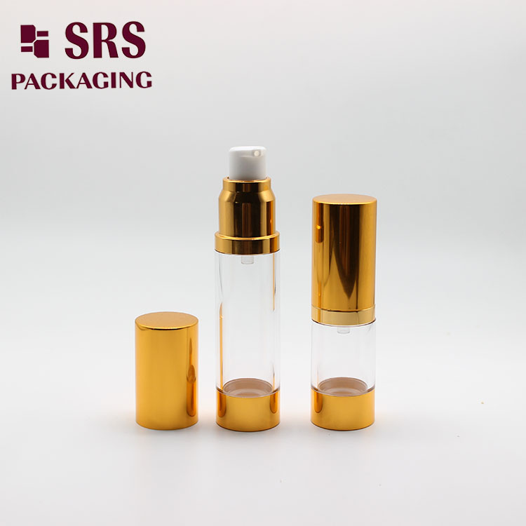 A022B Gold Aluminum Airless Serum Pump 15ml Cosmetic Bottle 10ml