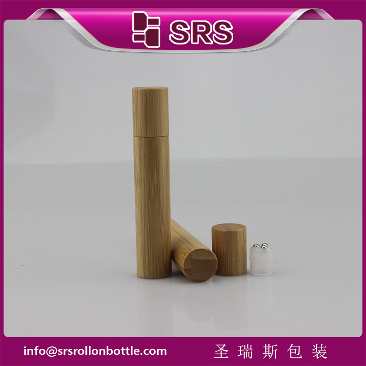 SRS Cosmetic Empty Bamboo 15ml Roll on Bottle with three balls