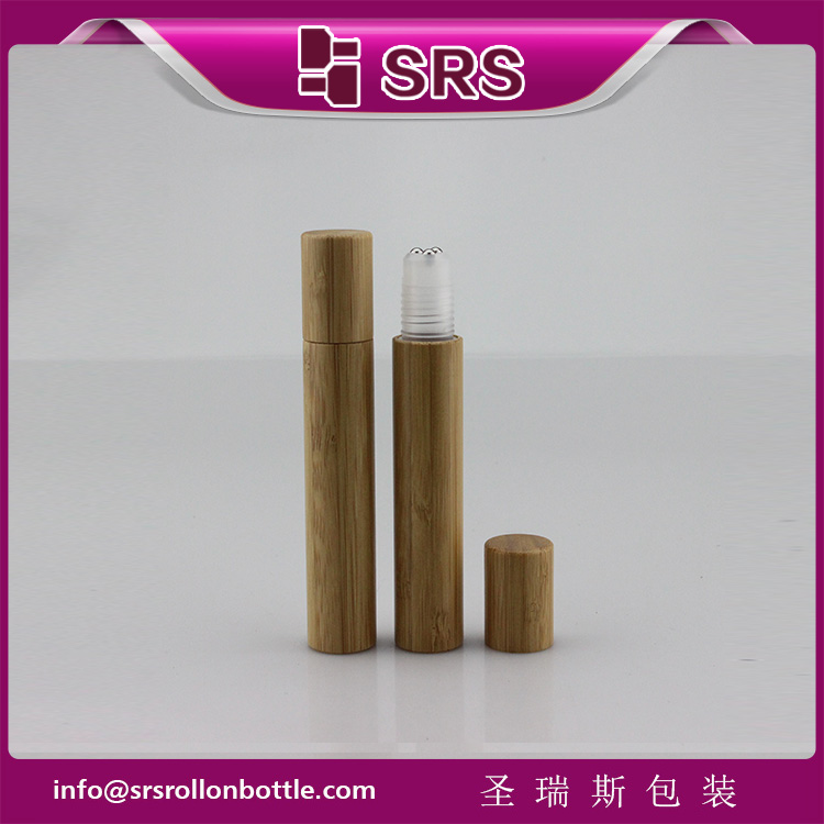 SRS Cosmetic Empty Bamboo 15ml Roll on Bottle with three balls