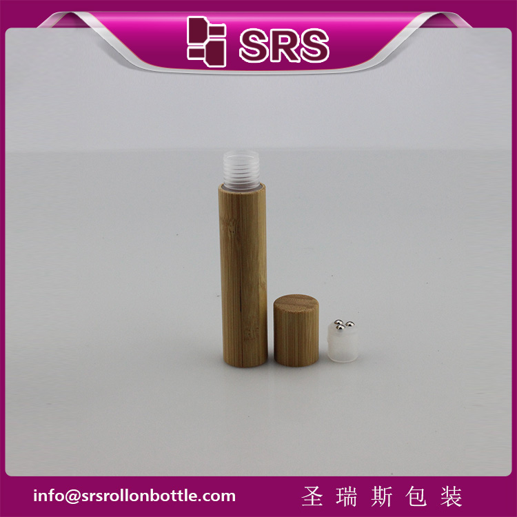 SRS Cosmetic Empty Bamboo 15ml Roll on Bottle with three balls