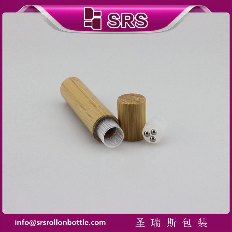 SRS Cosmetic Empty Bamboo 15ml Roll on Bottle with three balls