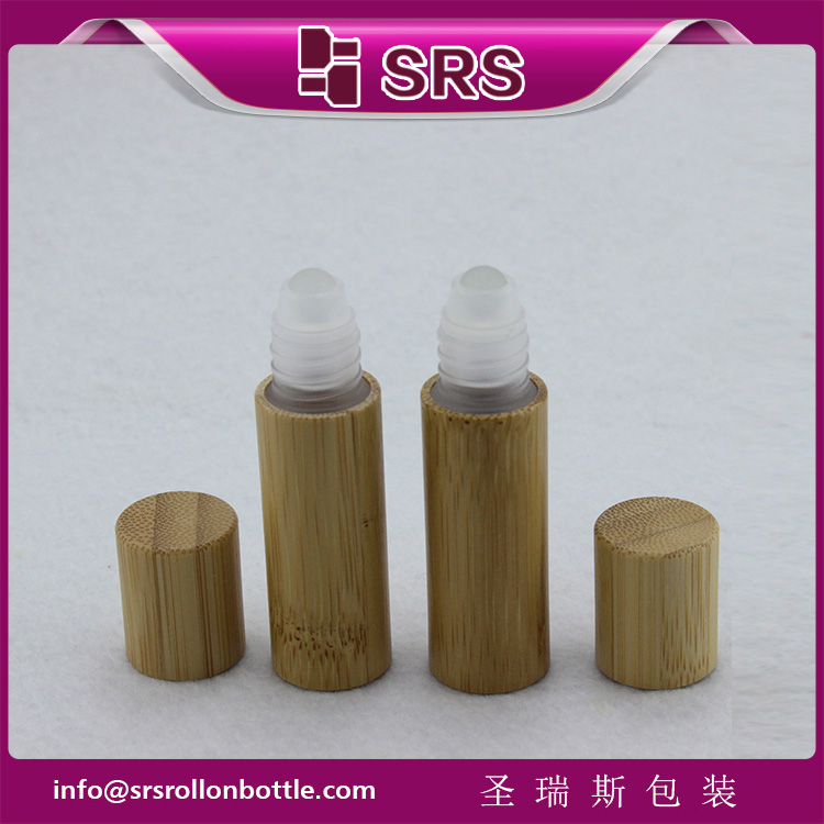 SRS Natural Bamboo Color 5ml Roller bamboo Bottle with Lid