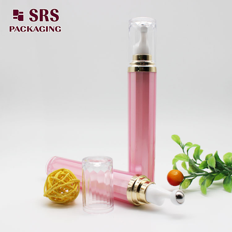 AY004 empty pink acrylic 20ml roller ball bottle for eye serum