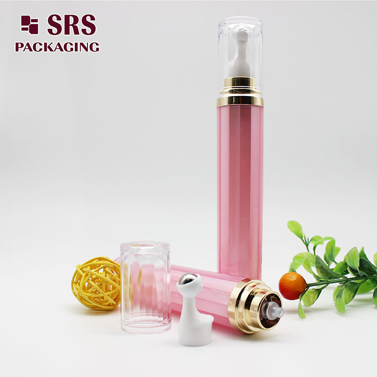 AY004 empty pink acrylic 20ml roller ball bottle for eye serum