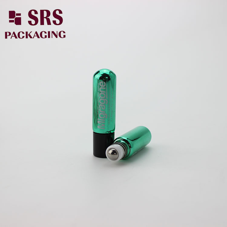 SRS Green Color 4ml Roll on Essential Oil Glass round Bottle