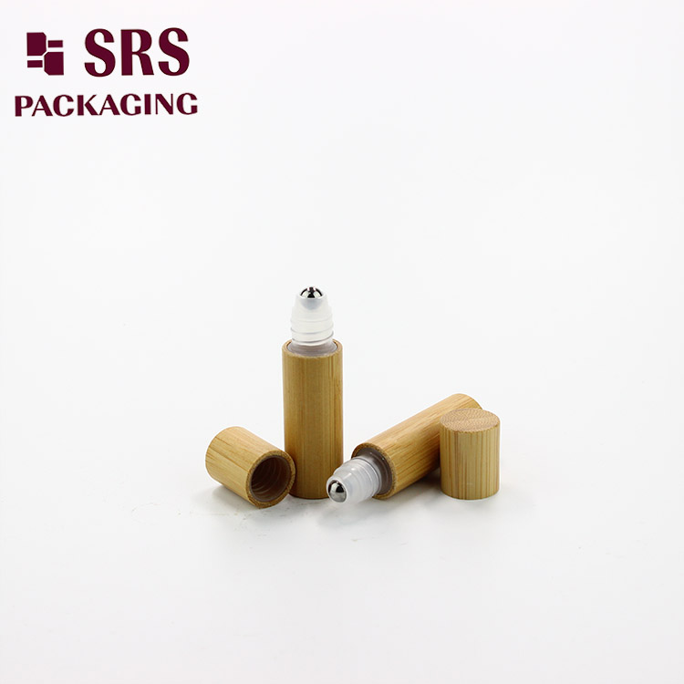 environment-friendly plastic empty 5ml steel ball roll on package natural bamboo bottle