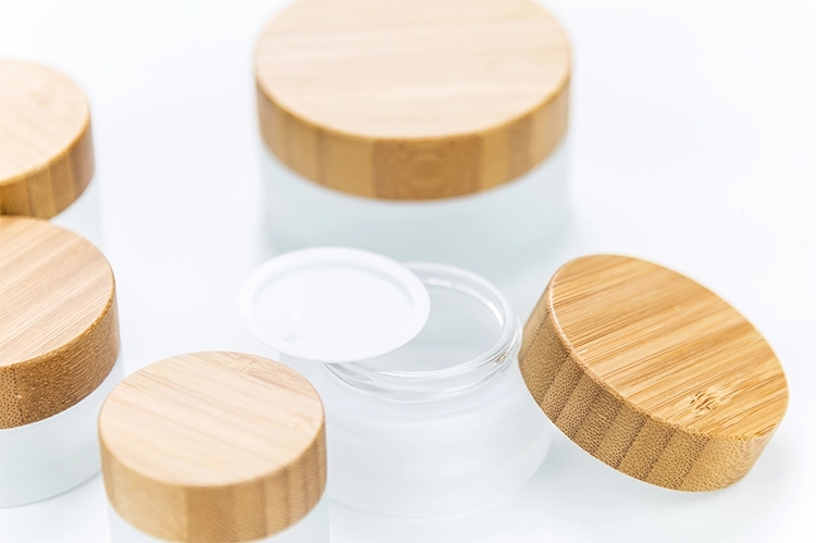 Wholesale 15g 30g 50g 100g glass facial cream container jar with bamboo lid