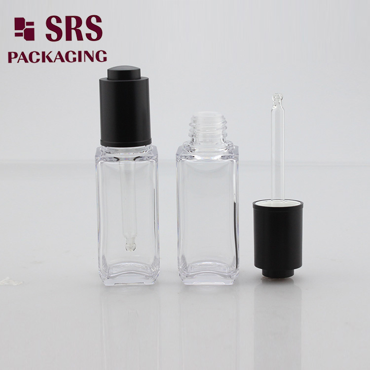 40ml empty cosmetic square shape PETG serum dropper bottle 