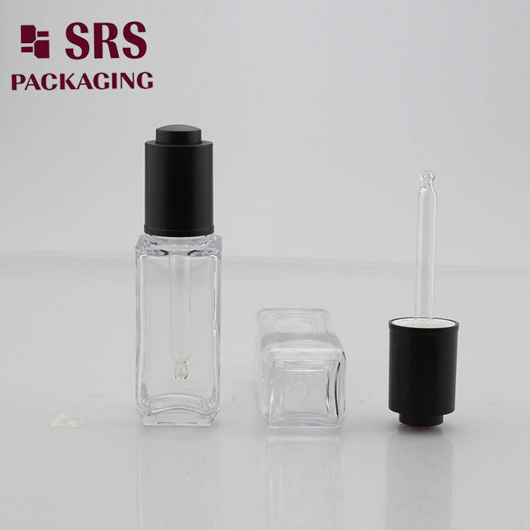 40ml empty cosmetic square shape PETG serum dropper bottle 