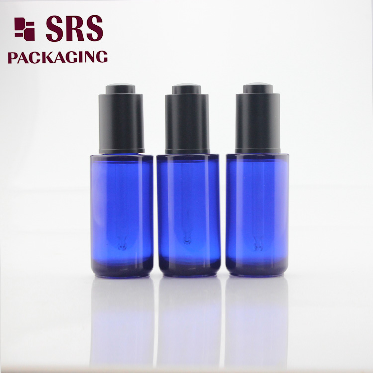 hot sale 40ml round blue color PETG thick wall luxury dropper bottle

