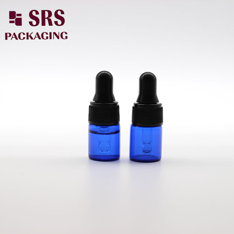  2ml blue portable perfume custom control of glass bottle with dropper 