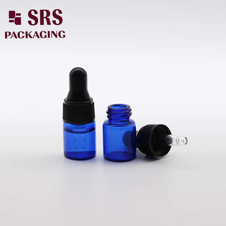  2ml blue portable perfume custom control of glass bottle with dropper 