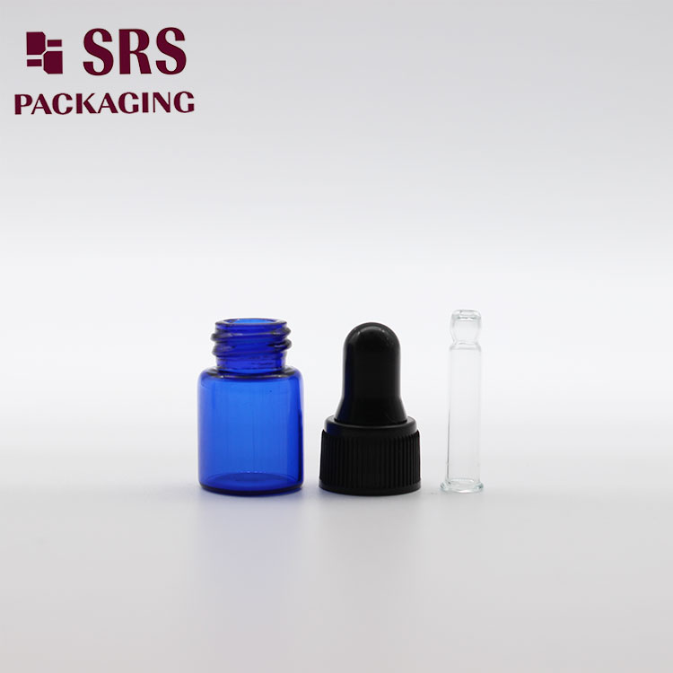  2ml blue portable perfume custom control of glass bottle with dropper 