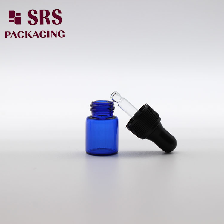  2ml blue portable perfume custom control of glass bottle with dropper 