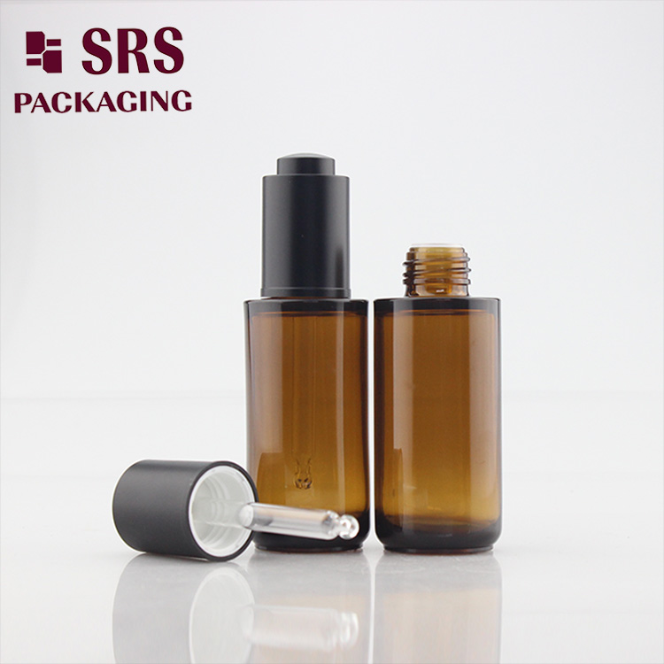 SRS 25ml PETG amber round environment-friengly plastic bottle dropper 

