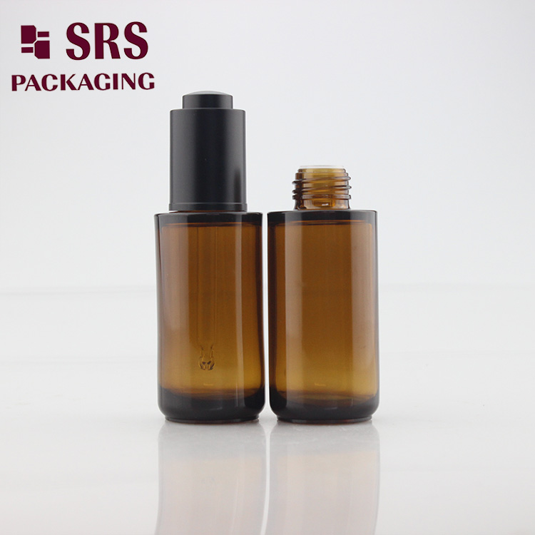 SRS 25ml PETG amber round environment-friengly plastic bottle dropper 

