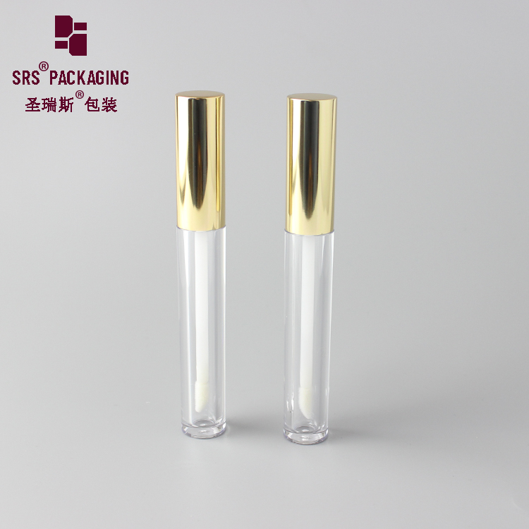 Thick wall 5ml goods round shiny gold lip gloss tube container liquid wholesale lipstick package 