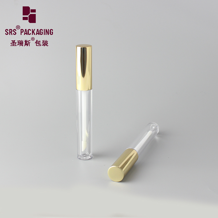 Thick wall 5ml goods round shiny gold lip gloss tube container liquid wholesale lipstick package 