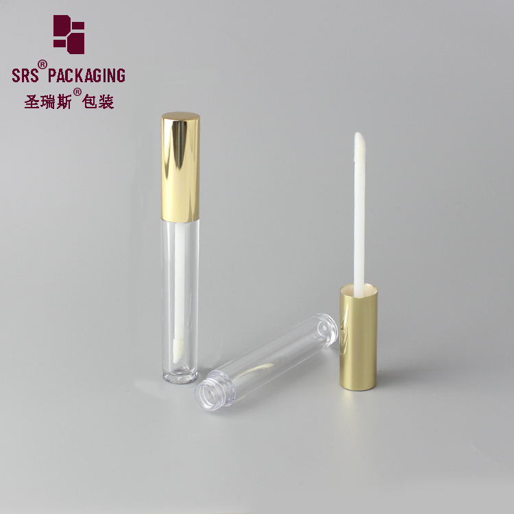 Thick wall 5ml goods round shiny gold lip gloss tube container liquid wholesale lipstick package 