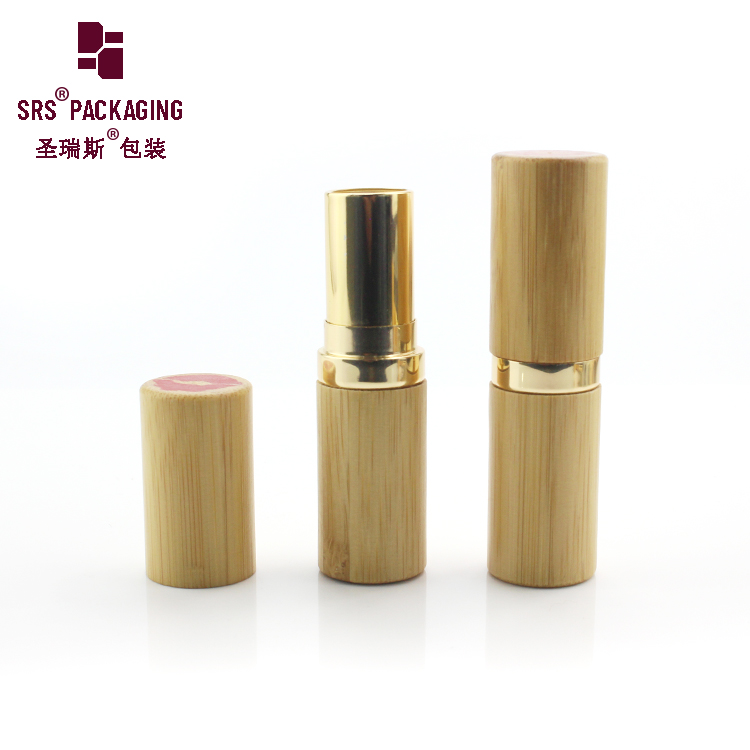 Wholesale eco friendly cosmetic 5ml round lip plastic custom bamboo empty lip balm tubes