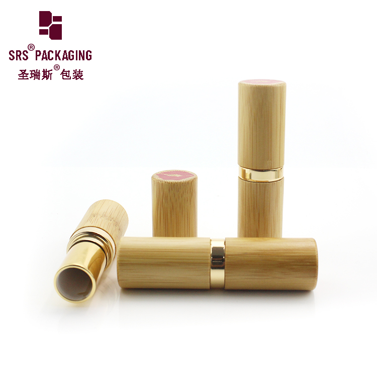 Wholesale eco friendly cosmetic 5ml round lip plastic custom bamboo empty lip balm tubes