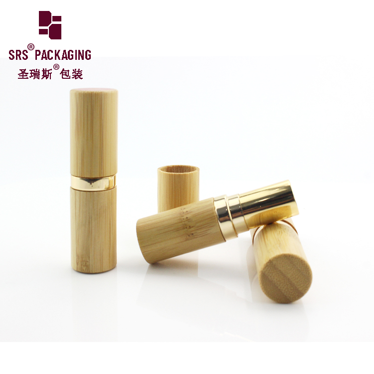 Wholesale eco friendly cosmetic 5ml round lip plastic custom bamboo empty lip balm tubes