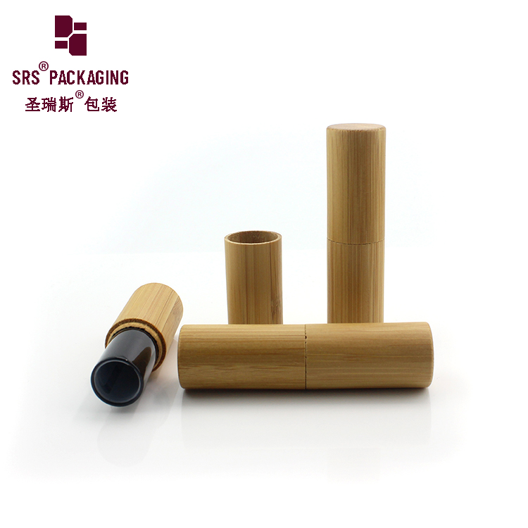 Factory supply 5ml bamboo nature round shape empty custom luxury lip gloss tube