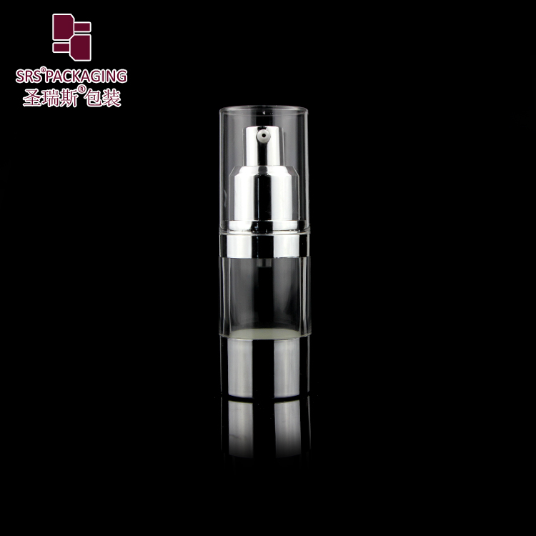 SRS high quality shiny silver 15ml 30ml 40ml 50ml 80ml 100 ml 120ml airless bottle with lotion pump