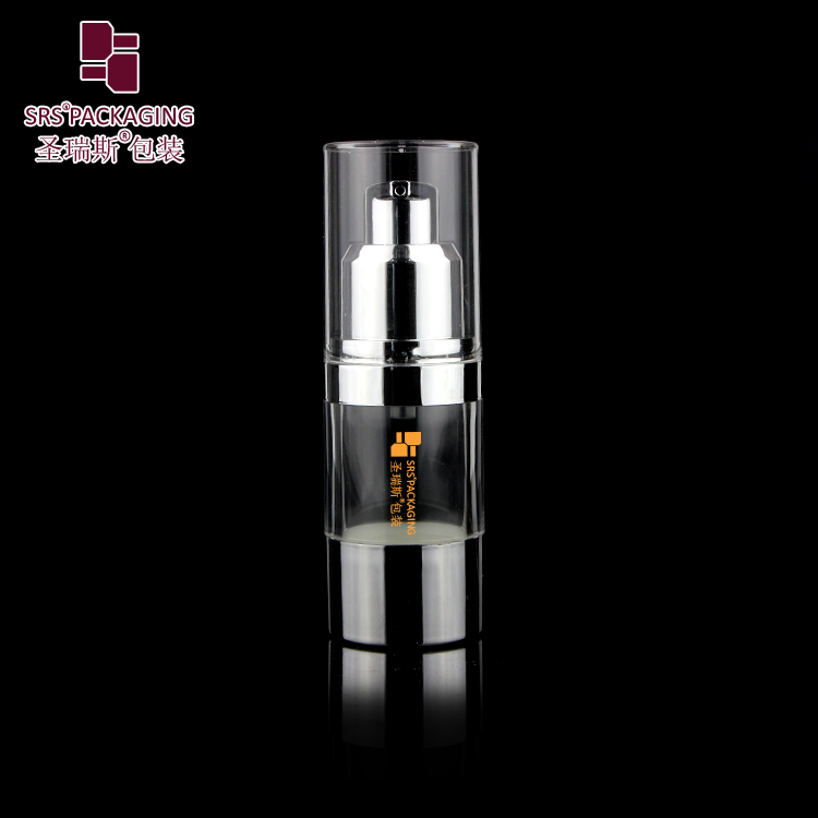 SRS high quality shiny silver 15ml 30ml 40ml 50ml 80ml 100 ml 120ml airless bottle with lotion pump