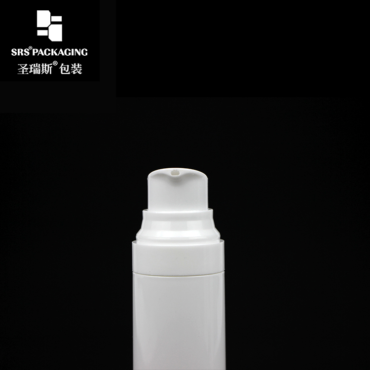 White color empty PP cosmetic 15ml 30ml 50ml round shape face cream airless bottle