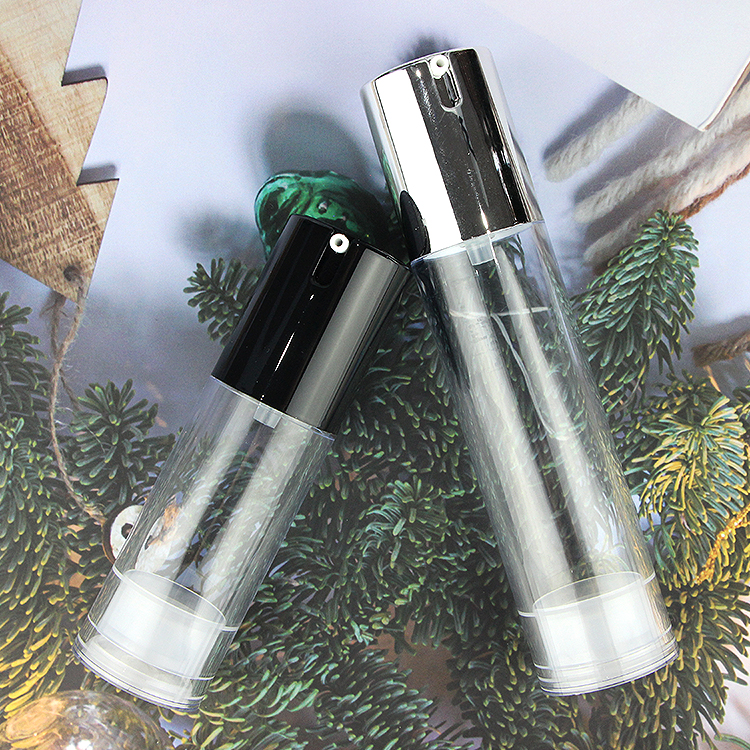 Luxury airless silver pump bottle 15ml 30ml 50ml skin care set container