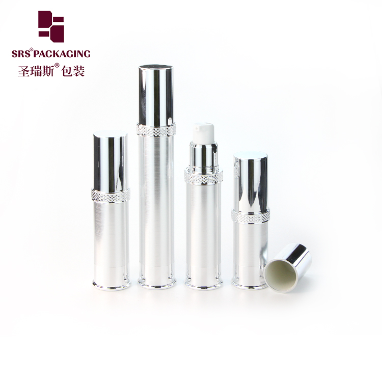 10ml 15ml 20ml 30ml silver cosmetic vacuum airless pump bottle