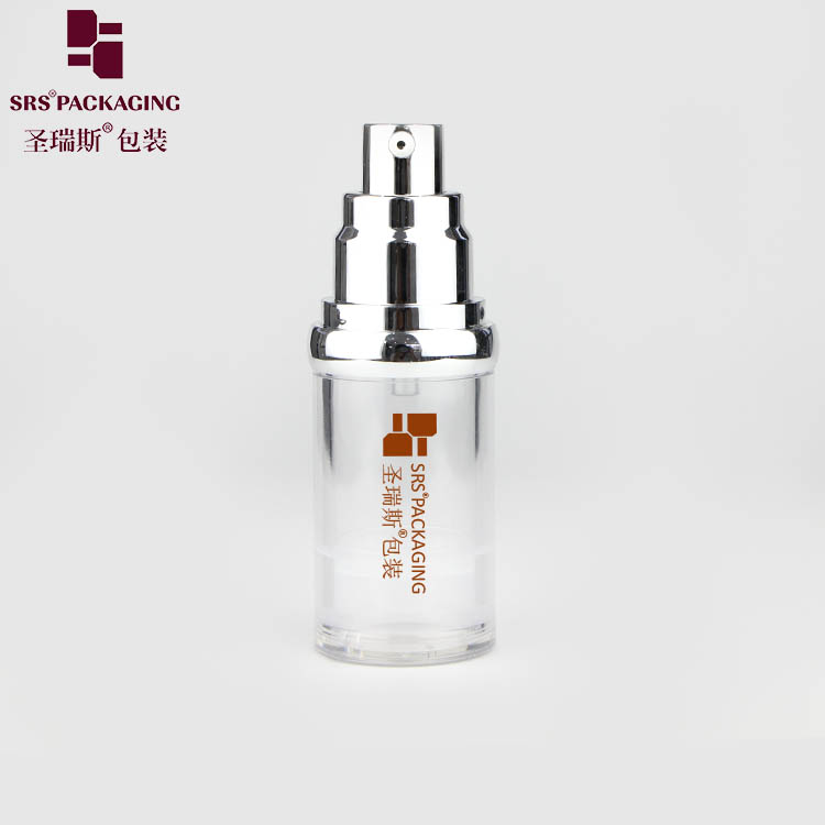 Metalized Finished 15ml 30ml 50ml Silver Airless Pump Bottle Refill Lotion Cream Applicator