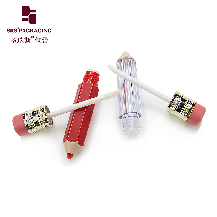 pencil shape plastic empty transparent wholesale lipgloss packaging